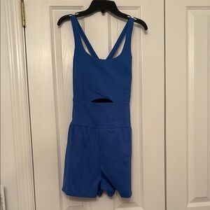 Vibrant Blue Cutout Athletic Romper
